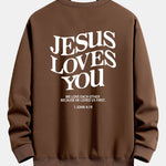 Jesus Loves You Back Print Relax Fit Sweatshirt