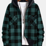 Flannel Fleece Lined Hooded Shirt & Jogger Pants