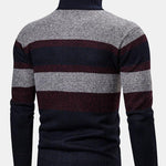 Color Block Funnel Neck Zip Up Sweater