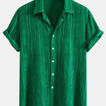 Wave Textured Button Up Shirt & Shorts