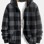 Teddy Fleece Lined Flannel Plaid Hoodie