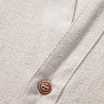 Short Sleeve V Neck Linen Rayon Blend Shirt