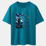 Starry Sky Bear Print Drop Shoulder Oversize T-Shirt