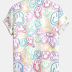 Colorful Smiley Print Button Up Shirt