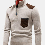 Contrast Pocket Panel Half Zip Sweater