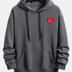 Heart Shaped Smiley Face Print Relax Fit Hoodie