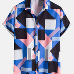 Color Block Stripe Print Shirt & Swim Shorts