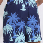 Palm Tree Print Swim Shorts With Compression Liner