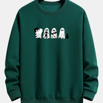 Black Cat Ghost Print Relax Fit Sweatshirt