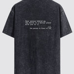Slogan Print Washed Distressed Drop Shoulder T-Shirt