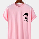 Pocket Cat Print T-Shirt