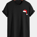 Regular Fit Santa Hat Print Cotton T-Shirt