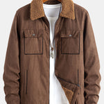 Zip Up Teddy Lined Faux Suede Jacket