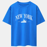New York Slogan Print Drop Shoulder Oversize T-Shirt