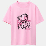 Dissolving Bear Print Drop Shoulder Oversize T-Shirt