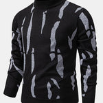 Abstract Print Mock Neck Sweater