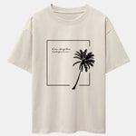 Los Angeles Palm Trees Print Drop Shoulder Oversize T-Shirt
