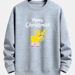 Christmas Elk Print Relax Fit Sweatshirt