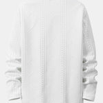 Long Sleeve Geometric Jacquard Arc Hem T-Shirt & Drawstring Corduroy Cargo Jogger Pants