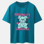 Dissolving Bear Slogan Print Drop Shoulder Oversize T-Shirt