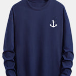 Long Sleeve Anchor Print Cotton T-Shirt