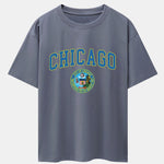 Chicago Coat Of Arms Print Drop Shoulder Oversize T-Shirt