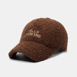 Hello Weekend Embroidery Teddy Plush Baseball Cap