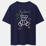 Bear On Vacation Print Drop Shoulder Oversize T-Shirt