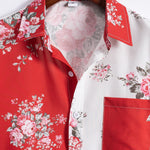 Two Tone Rose Print Button Up Shirt