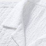 Geometric Jacquard Textured Cuban Shirt & Linen Cotton Blend Shorts