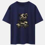 Camouflage Bear Print Drop Shoulder Oversize T-Shirt