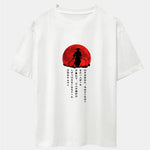 Japanese Samurai Print Drop Shoulder Oversize T-Shirt