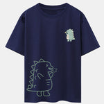 Fire-breathing Dinosaur Print Drop Shoulder Oversize T-Shirt