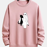 Ghost Black Cat Print Relax Fit Sweatshirt