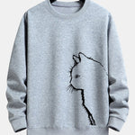 Cat Silhouette Print Relax Fit Sweatshirt
