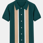 Striped Short Sleeve Button Up Sweater Polo