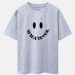 Smiley Face Slogan Print Drop Shoulder Oversize T-Shirt