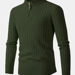 Braided Mock Neck Quarter Zip Sweater