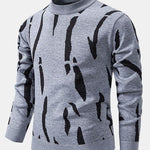 Abstract Print Mock Neck Sweater