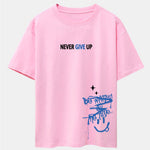 Never Give Up Smiley Face Print Drop Shoulder Oversize T-Shirt