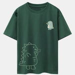 Fire-breathing Dinosaur Print Drop Shoulder Oversize T-Shirt