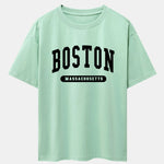 Boston Slogan Print Drop Shoulder Oversize T-Shirt