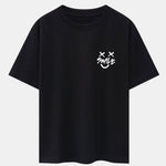Hand Painted Smiley Front and Back Print Heavy Weight Oversize T-Shirt