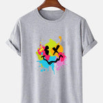 Colorful Mud Splatter Smiley Face Print T-Shirt