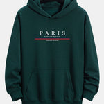 Stripe Paris Slogan Print Relax Fit Hoodie