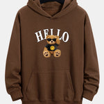Hello Sunglasses Bear Print Relax Fit Hoodie