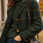 Women's Button Plaid Wool Coat