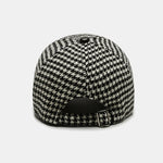 Vintage Houndstooth M Letter Woolen Fabric Baseball Cap