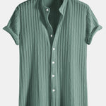 Muscle Fit Stand Collar Knitted Ribbed Shirt