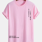 Regular Fit Japanese Slogan Print Cotton T-Shirt